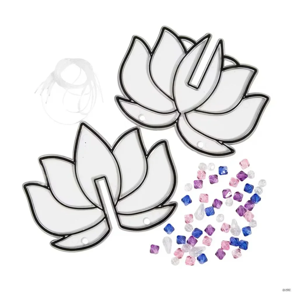 3D Lotus Suncatcher with Hanging Crystals Craft Kit - Makes 3